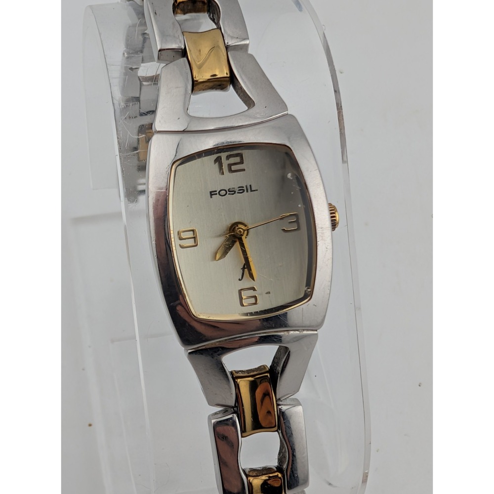 Fossil F2 Women's Watch 18mm Case Two Tone 6.5" Band ES-9889 New Battery